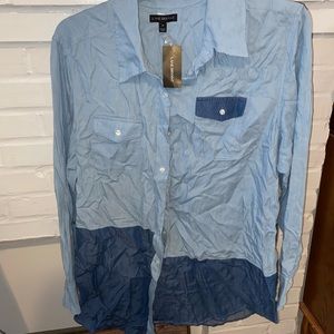 Lane Bryant size 18 collared button down Blue Jean shirt